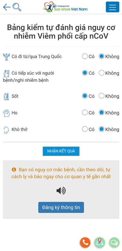 Bộ Y tế triển khai app cho người dân tự đánh giá nguy cơ nhiễm nCoV Điểm nổi bật là người dân có thể theo dõi, đánh giá sức khỏe của mình để kịp thời báo với cơ sở y tế gần nhất để được tư vấn, điều trị.