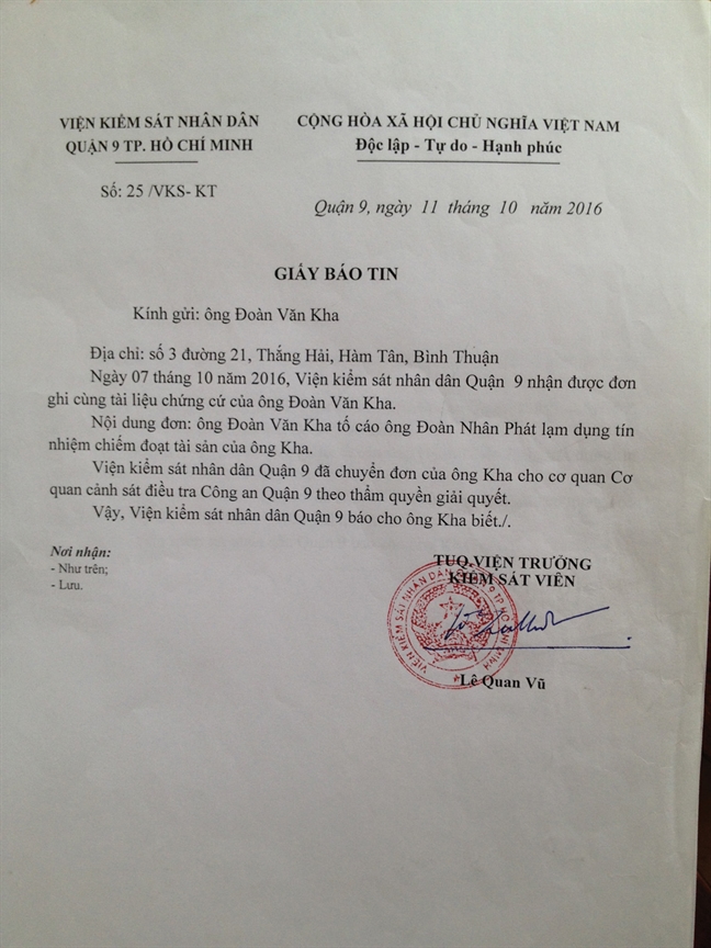 Bị chiếm đoạt tài sản, lại 'được' giải quyết bằng văn bản lạ đời Bi chiem doat tai san, lai 'duoc' giai quyet bang van ban la doi