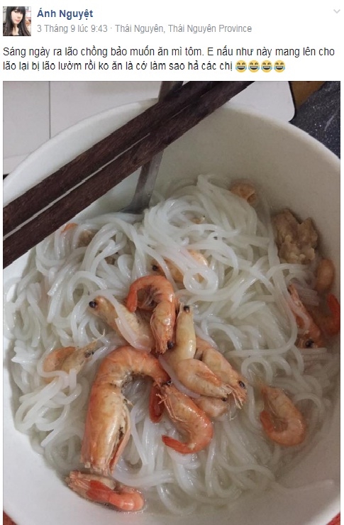 Nhìn tô mì tôm vợ nấu, chồng đói cũng phải đành nhịn Nhin to mi tom vo nau, chong doi cung phai danh nhin
