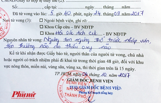 Vụ bé 9 tuổi tử vong trên xe cấp cứu: Bác sĩ thừa nhận bình oxy không xài được Vu be 9 tuoi tu vong tren xe cap cuu: Bac si thua nhan binh oxy khong xai duoc