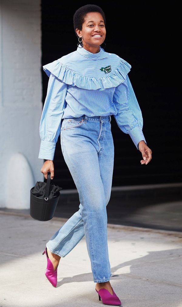 Muôn kiểu mặc đẹp với quần jeans thanh lịch cho nàng công sở Muon kieu mac dep voi quan jeans thanh lich cho nang cong so