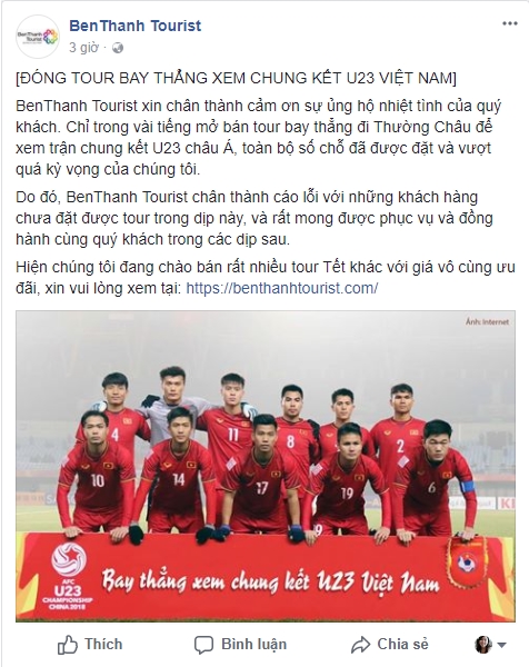'Cháy' tour đi Trung Quốc ủng hộ U23 Việt Nam 'Chay' tour di Trung Quoc ung ho U23 Viet Nam