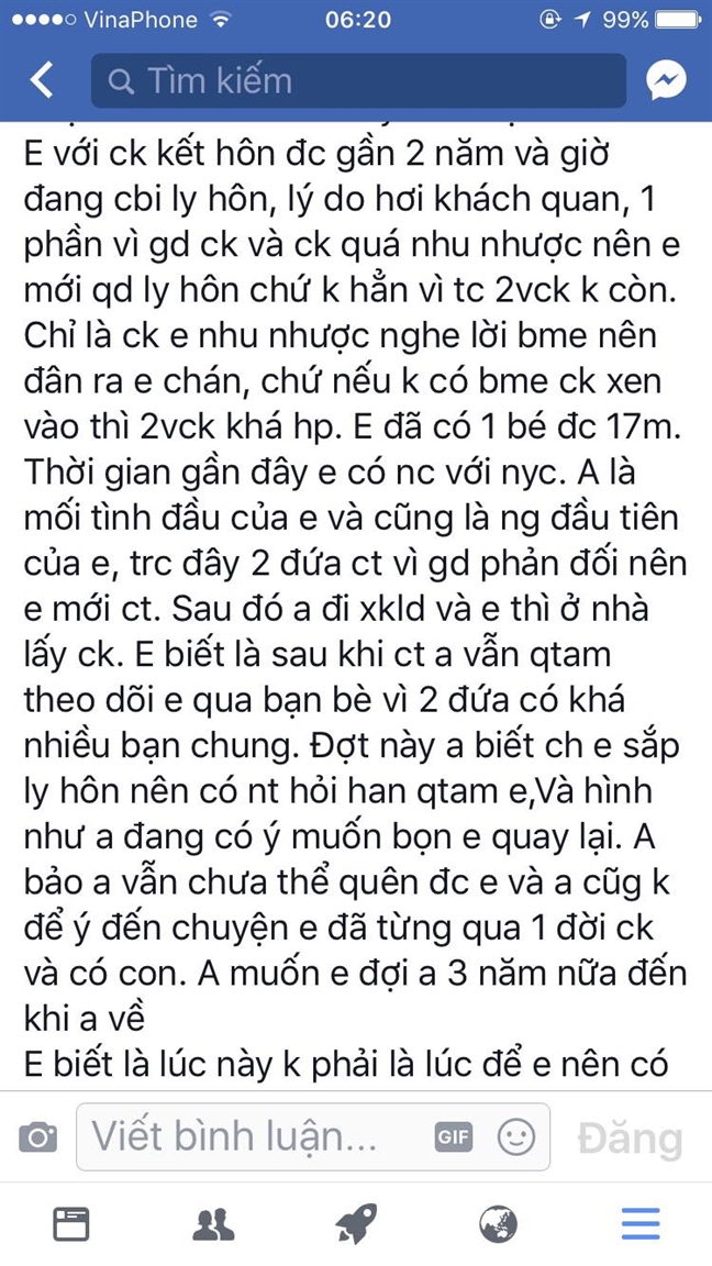 Sóng gió với chồng, vợ tìm tình cũ chia sẻ Song gio voi chong, vo tim tinh cu chia se