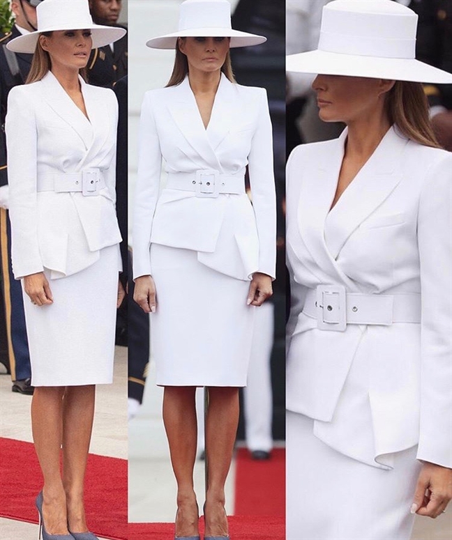 Bóc mác 3 bộ cánh hàng hiệu Melania Trump mặc tại quốc yến Nhà Trắng Boc mac 3 bo canh hang hieu Melania Trump mac tai quoc yen Nha Trang