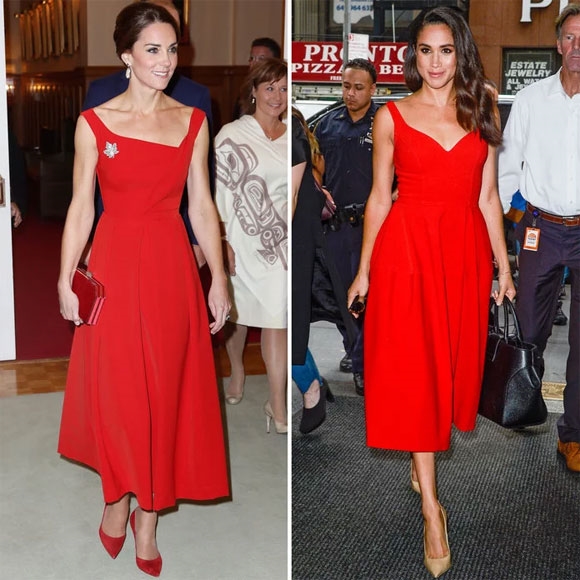 Gu thời trang đồng điệu kỳ lạ của Kate Middleton và Meghan Markle Gu thoi trang dong dieu ky la cua Kate Middleton va Meghan Markle