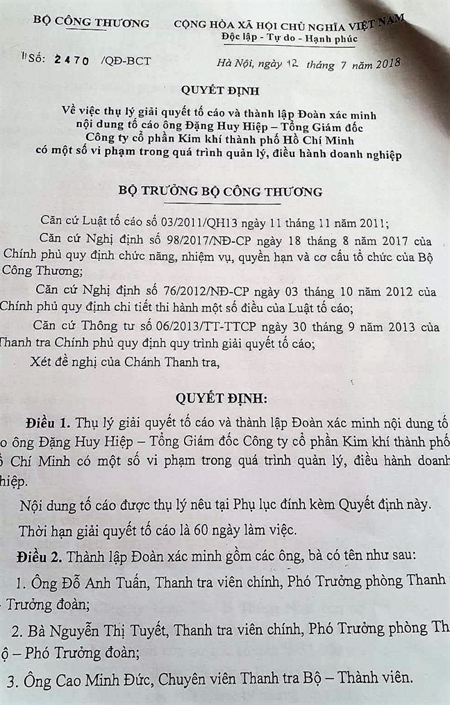 Thanh tra Bộ Công thương hoàn thành thu thập hồ sơ vụ Công ty Kim Khí bị tố bán đất công trái phép Thanh tra Bo Cong thuong hoan thanh thu thap ho so vu Cong ty Kim Khi bi to ban dat cong trai phep