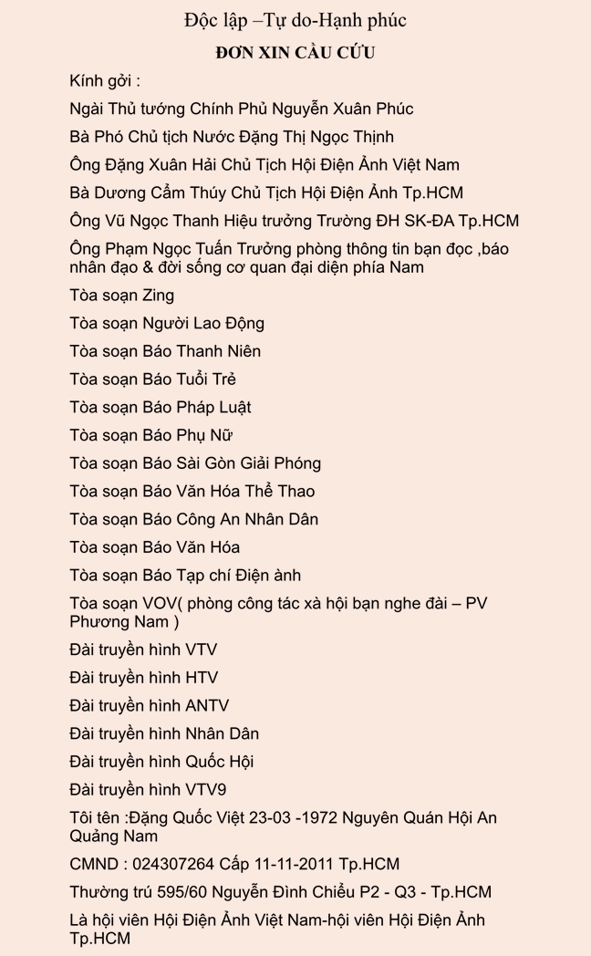 Đâu là sự thật sau đơn kêu cứu của một đạo diễn? Dau la su that sau don keu cuu cua mot dao dien?