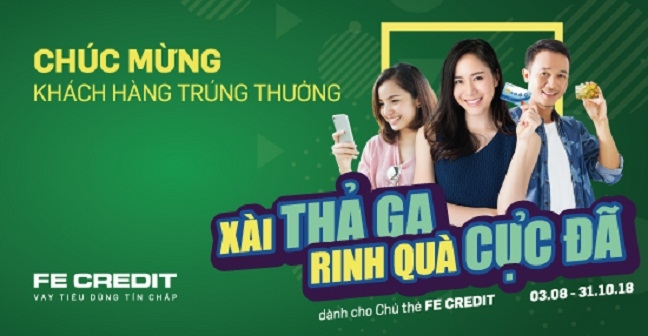 Hơn 8.000 khách hàng may mắn trúng thưởng trong chương trình khuyến mãi dành cho chủ thẻ FE CREDIT Hon 8.000 khach hang may man trung thuong trong chuong trinh khuyen mai danh cho chu the FE CREDIT