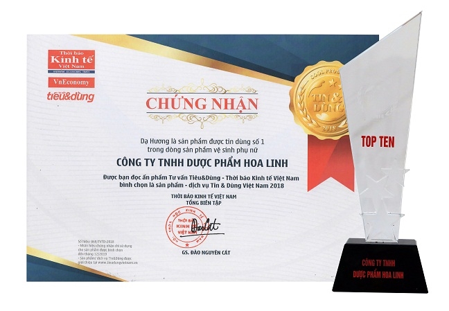 Dạ Hương 10 năm liên tiếp đạt giải thưởng Sản phẩm được Tin & Dùng số 1 trong dòng sản phẩm vệ sinh phụ nữ (2008-2018) Da Huong 10 nam lien tiep dat giai thuong San pham duoc Tin & Dung so 1 trong dong san pham ve sinh phu nu (2008-2018)