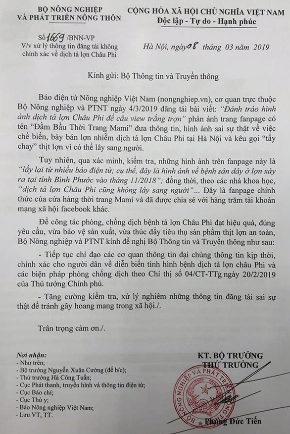 Loạn thông tin thất thiệt về dịch tả lợn, Bộ NN-PTNT kiến nghị xử lý nghiêm Loan thong tin that thiet ve dich ta lon, Bo NN-PTNT kien nghi xu ly nghiem