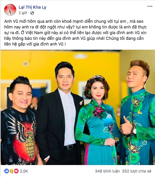 Các nghệ sĩ xót thương trước sự ra đi đột ngột của diễn viên hài Anh Vũ Cac nghe si xot thuong truoc su ra di dot ngot cua dien vien hai Anh Vu