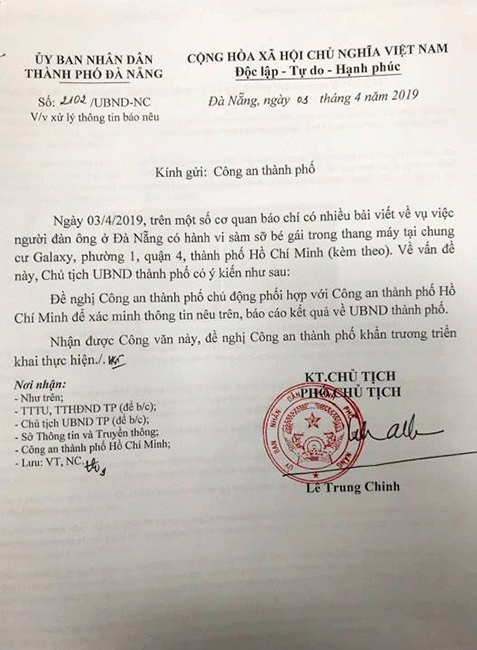 Vụ sàm sỡ bé gái trong thang máy bị phản ứng mạnh, Đà Nẵng vào cuộc Vu sam so be gai trong thang may bi phan ung manh, Da Nang vao cuoc