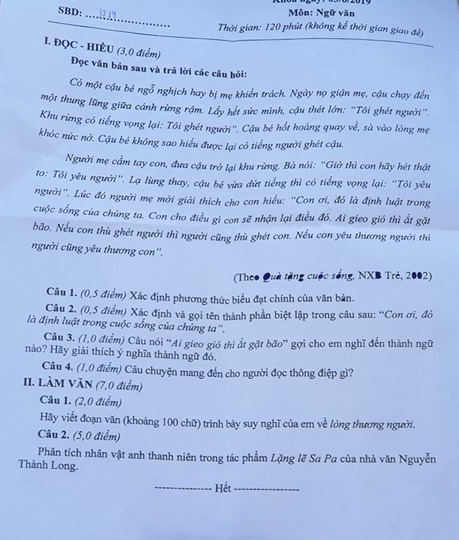 Quảng Bình: Thót tim đi 'canh con' thi lại môn văn lớp 10 Quang Binh: Thot tim di 'canh con' thi lai mon van lop 10