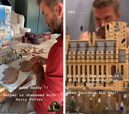 David Beckham thức đêm xây lâu đài cho con gái Harper David Beckham thuc dem xay lau dai cho con gai Harper