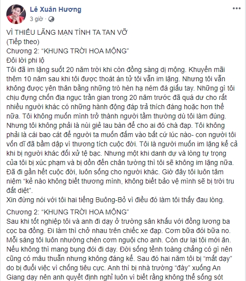 Từ tâm thư của nghệ sĩ Xuân Hương: Im lặng chịu đựng hay công khai để được cảm thông? Tu tam thu cua nghe si Xuan Huong: Im lang chiu dung hay cong khai de duoc cam thong?