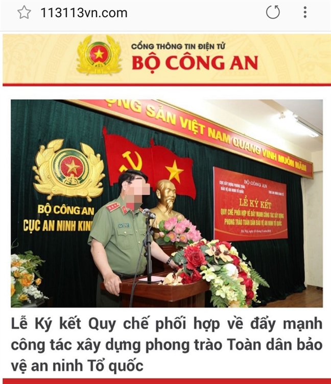 Phát hiện trang web giả danh Bộ Công an, chứa mã độc Phat hien trang web gia danh Bo Cong an, chua ma doc