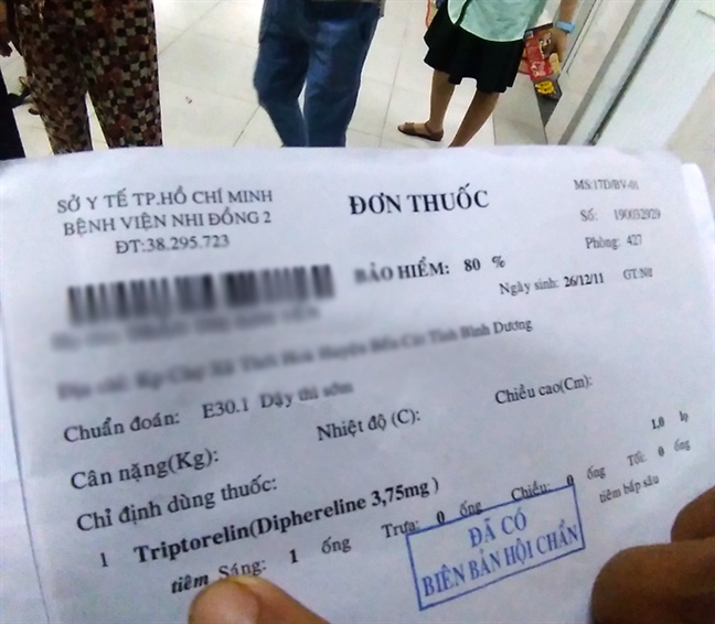 Tại sao Bệnh viện Nhi đồng 2 có thuốc tiêm chống dậy thì sớm nhưng thông báo hết thuốc? Tai sao Benh vien Nhi dong 2 co thuoc tiem chong day thi som nhung thong bao het thuoc?