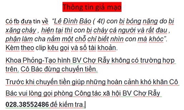 Liên tiếp mượn danh bệnh viện lừa tiền từ thiện trên mạng xã hội Lien tiep muon danh benh vien lua tien tu thien tren mang xa hoi