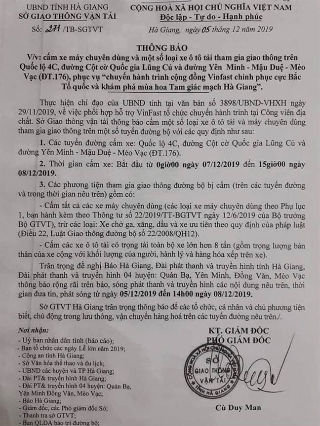 Cấm đường ‘bảo kê’ cho đoàn xe Vinfast: Hà Giang nợ người dân một lời xin lỗi! Cam duong ‘bao ke’ cho doan xe Vinfast: Ha Giang no nguoi dan mot loi xin loi!