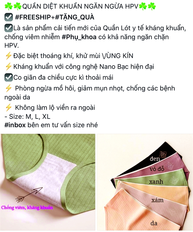 Chiếc quần lót 40.000 đồng ngừa được ung thư cổ tử cung? Chiec quan lot 40.000 dong ngua duoc ung thu co tu cung?